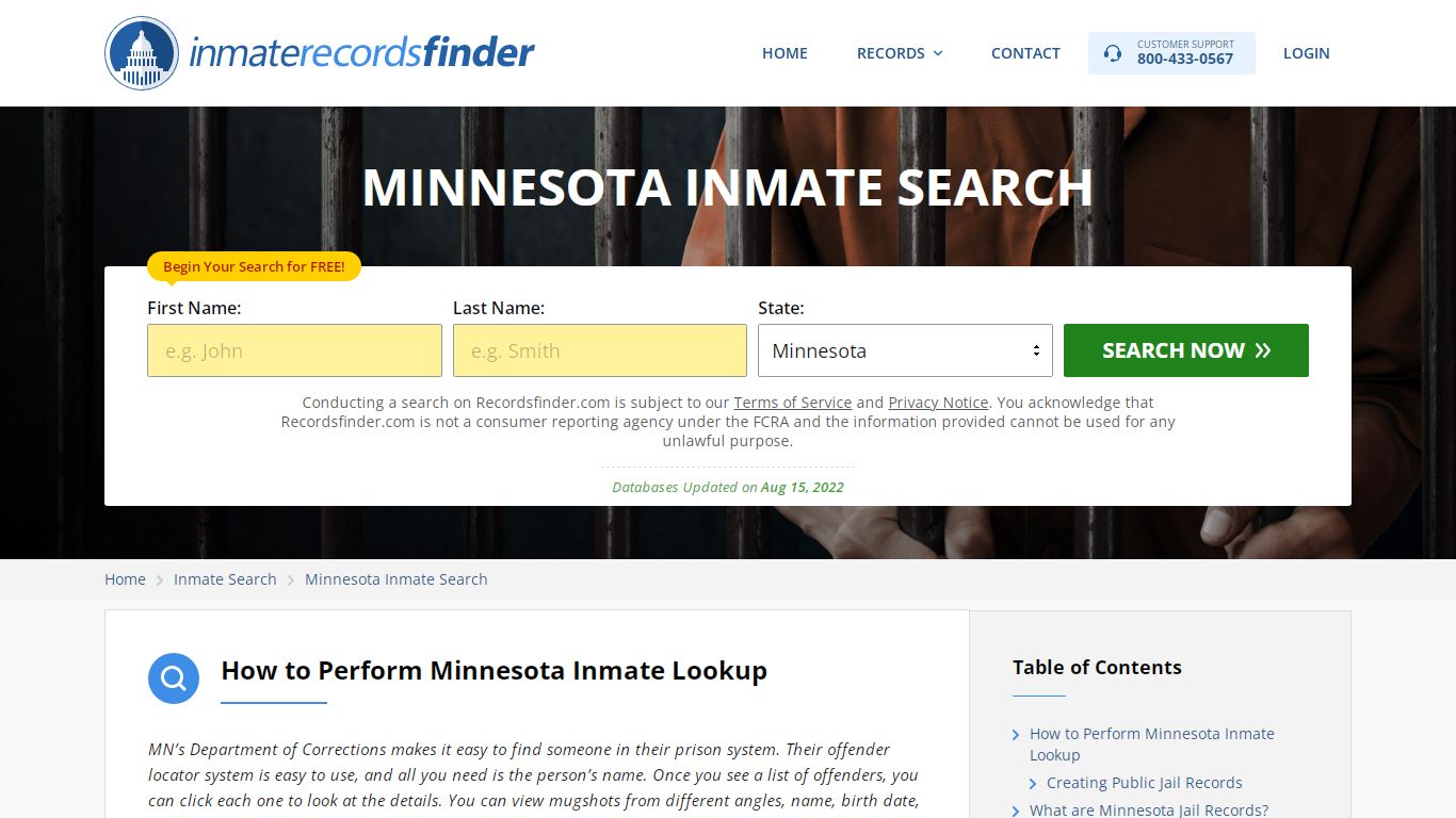 Minnesota Inmate Search - Jail & Prison Records Online